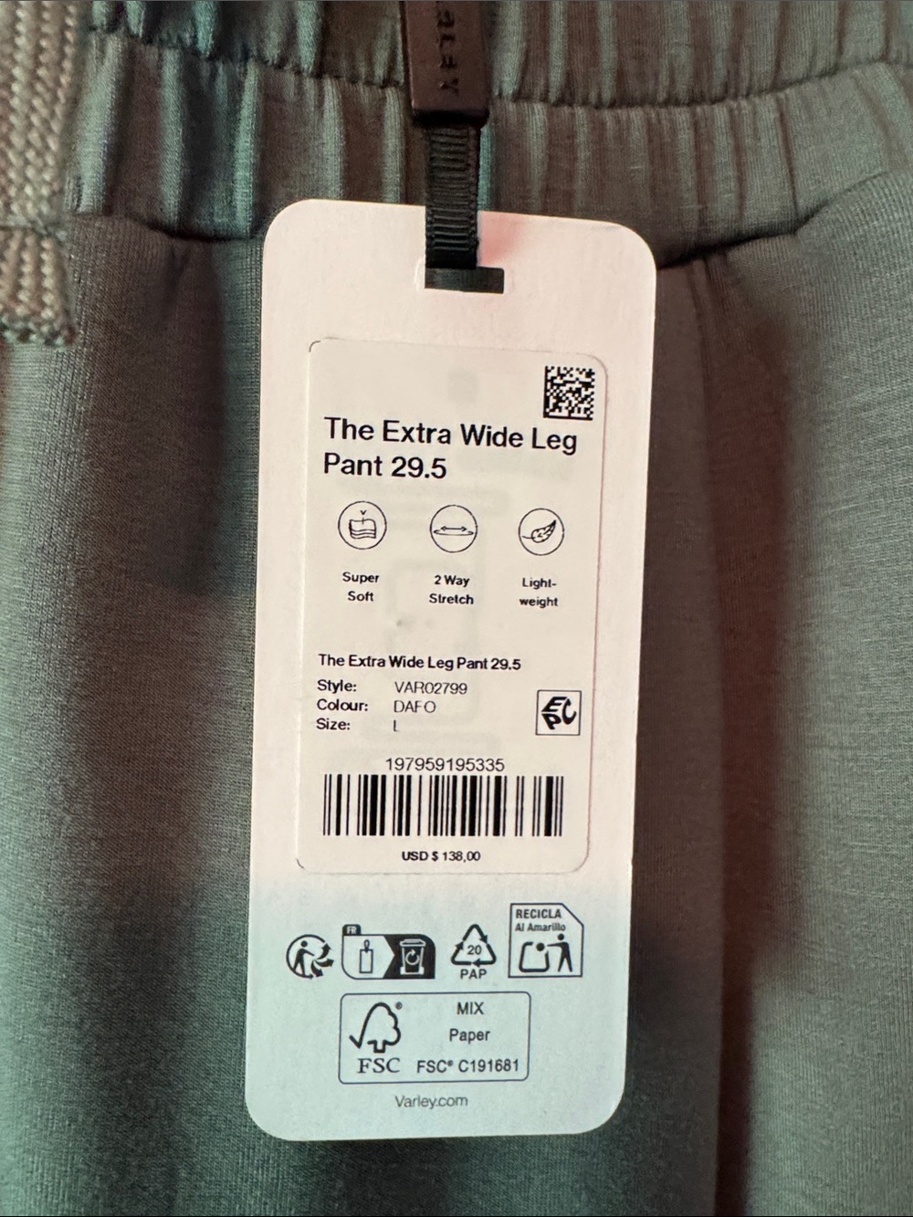 Varley Olive Green Wide-Leg Joggers - Picture 2 of 3